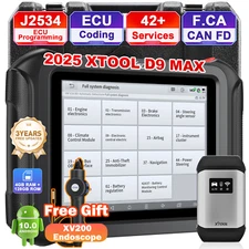 XTOOL D9 MAX J2534 Programming Diagnostic Tool OBD2 Scanner Key Programmer FCA
