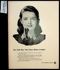 1943 Bell Telephone System Woman Headset Smile Phone Call Vintage Print Ad 37968