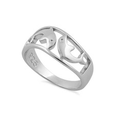 925 Sterling Silver Double Dolphin Ring Perfect for a Christmas Gift