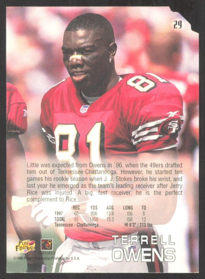 1998 Playoff Absolute Terrell Owens San Francisco 49ers #29 - Image 2 of 2