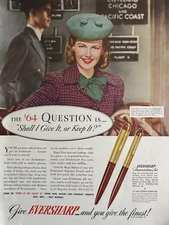 ad1944 Eversharp Pen Presentation Set Finest 14k Gold Repeater Pencil VTG Ad