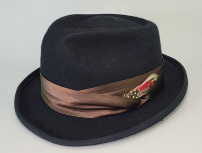 Scala Black Wool Wide Brim Art Fashion Vintage hat Scala Outback Hat - XL Crushable 100% Wool Black Wide Brim  main image 2