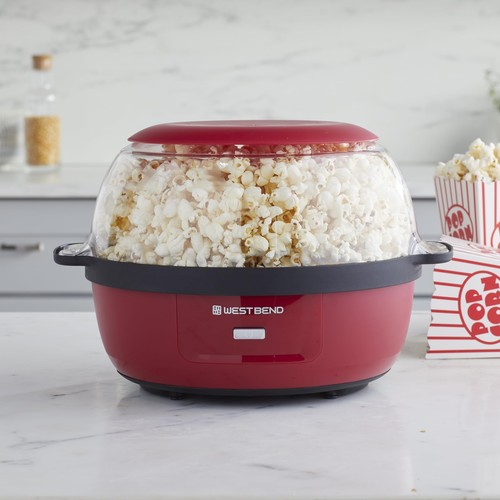 West Bend Stir Crazy Popcorn Popper 6Qt Red with Large Lid and Stirring Rod - 第 2/10 張圖片