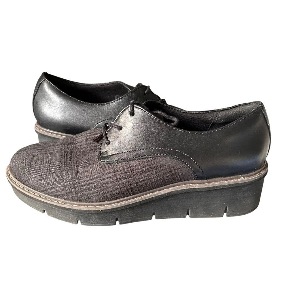 Mocassini Clarks Airabell Tye Zeppa Donna 8 5 Stringati Pelle Plaid Marrone