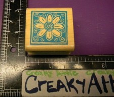 DAISY SQUARE SWIRL FLOWER RUBBER STAMP INKADINKADO 8114K CREAKYATTIC