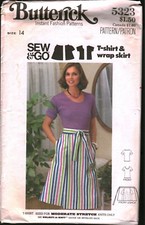 5323 Vintage Butterick SEWING Pattern Misses 1970s T Shirt Top Skirt 14 Sew  Go