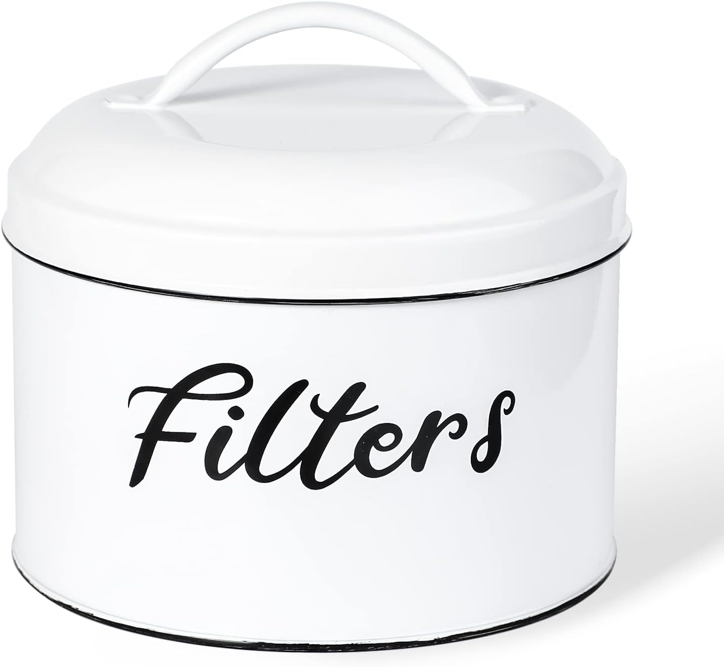 Coffee Filter Holder, Farmhouse White Coffee Filter Storage Container with Lid r
