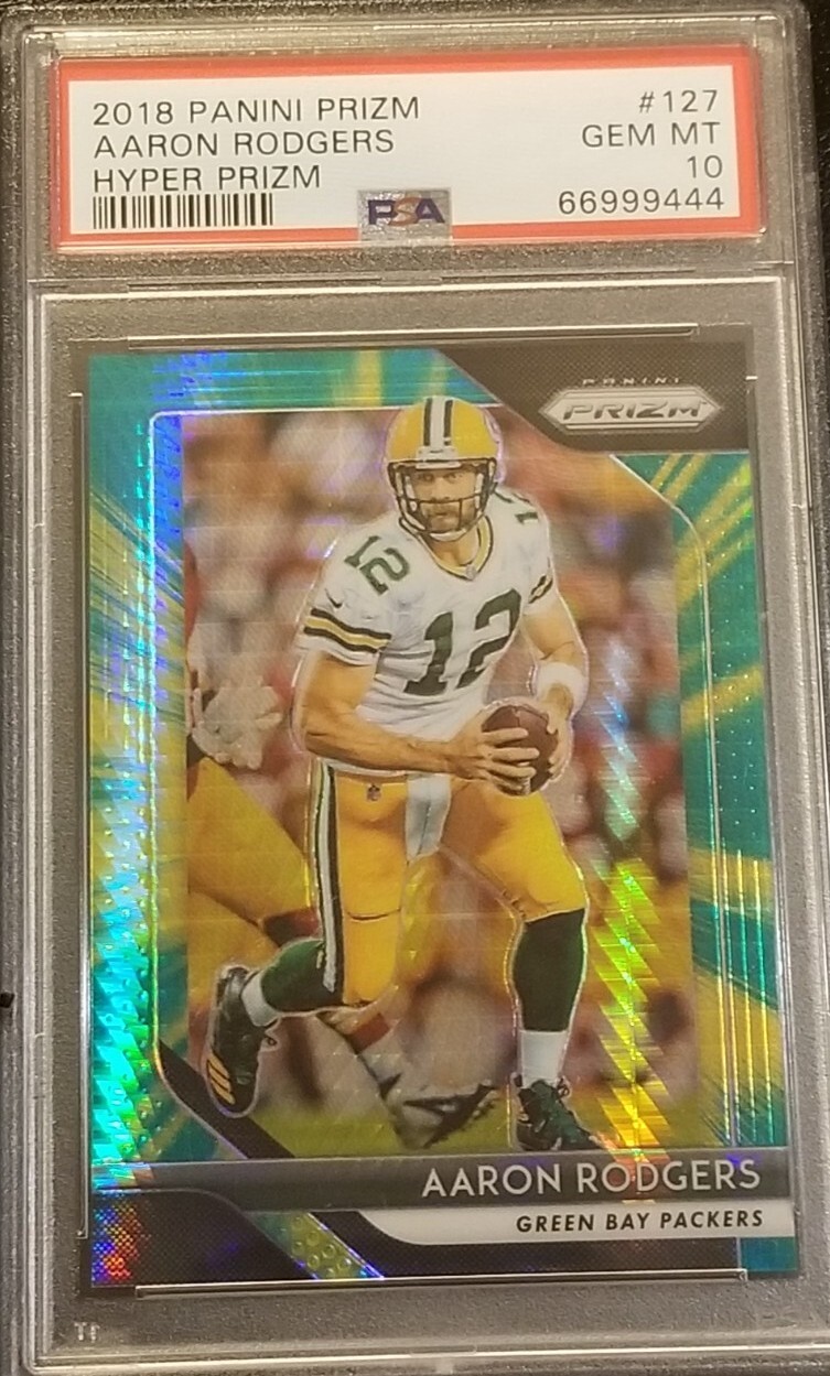 Aaron Rodgers 2018 Panini Prizm - Hyper Prizm PSA 10 🔥 #127 /275 PACKER COLORS
