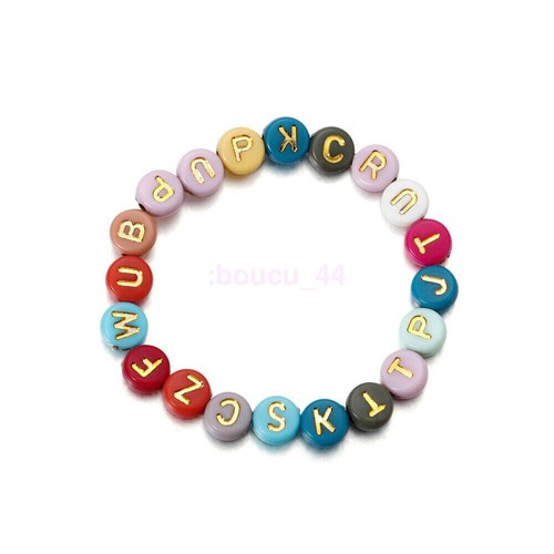 NEW 100PCS Flat Round Alphabet Letter Mixed Color Beads Jewellery Making Gift - Picture 6 of 13