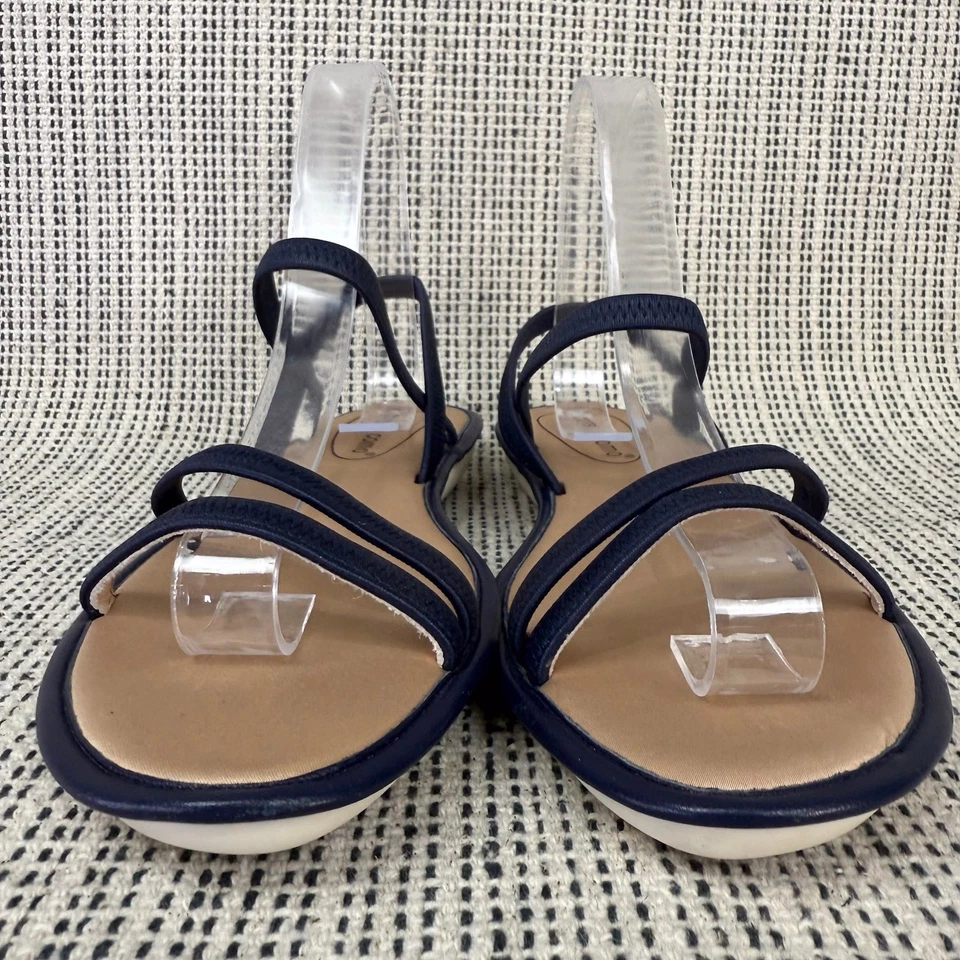 Corso Como Strappy Sandals Sz 8.5 Navy Bakima Minimalist Coastal Euro Summer - Image 2 of 4