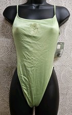 Vtg Late 1980's/1990's Spot Juniors Swimsuit Retro Lime Green New w/ Tags