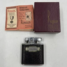 vintage ronson whirlwind lighter leather Brown Original Box Instructions