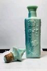 Vtg Jim Beam Mint Green Milk Glass Jadeite Liquor Decanter Bottle & Stopper