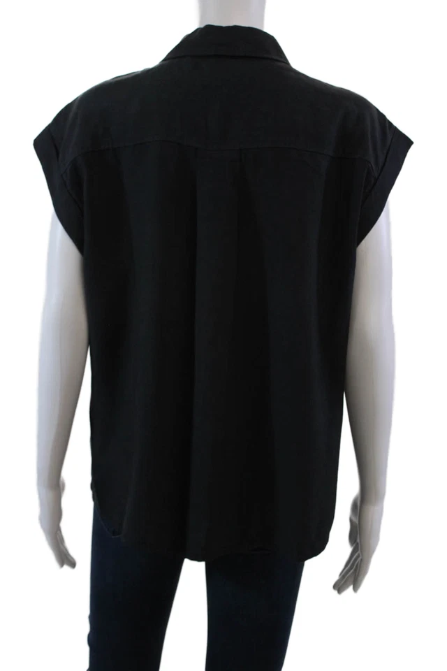 Bella Dahl Womens Cotton Sleeveless Button Up Vest Blouse Black Size S - Image 3 of 4