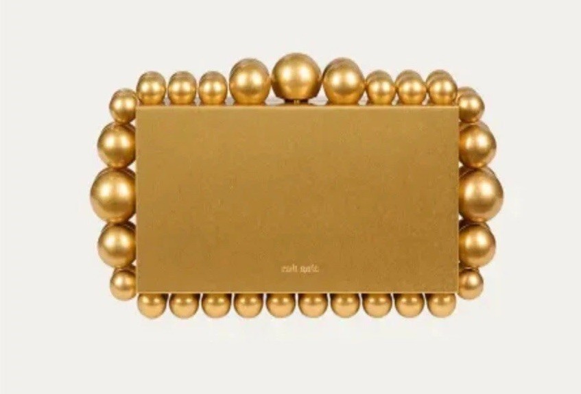 Cult Gaia EOS Metal Beaded Clutch Gold NWT