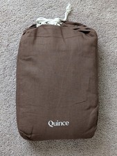 Quince European Linen Sheet Set Espresso Queen With Flat Sheet NWT