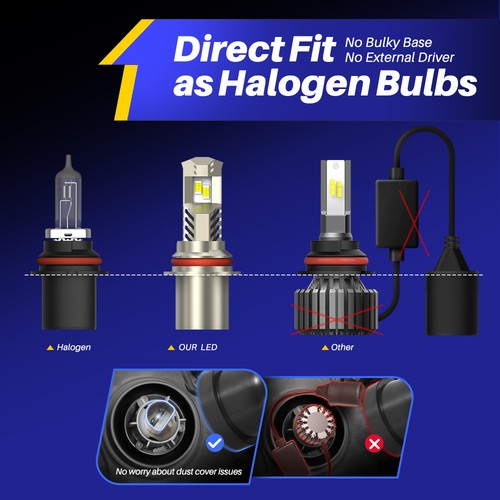 2pcs 9007 HB5 Headlight LED Super Bright Bulbs Kit HIGH/LOW Beam 6500K White - Picture 2 of 13