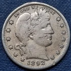 1892 O Barber Quarter 25c Better Grade Details #93650