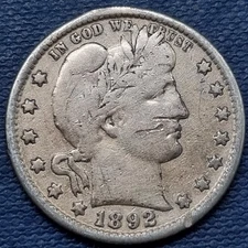 1892 O Barber Quarter 25c Better Grade Details #93650
