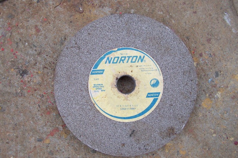 Vintage USA Norton Grinding Wheel 12"x 1.5" Wide x 1.5" Arbor