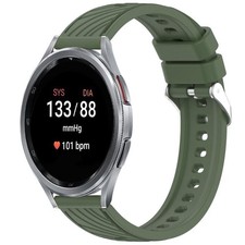 Samsung Galaxy Watch 7 44mm Silicone Strap 20mm Dark Green Stripes