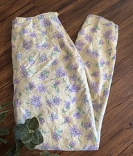 Lilly Pulitzer Pants Yellow Pink Floral Vintage White Label Women's 8 Linen