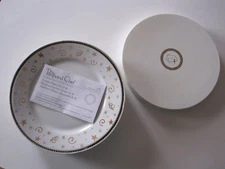 Pampered Chef Celebration 8" Dessert Plates White Gold Stars Set of 4 1996 NIB