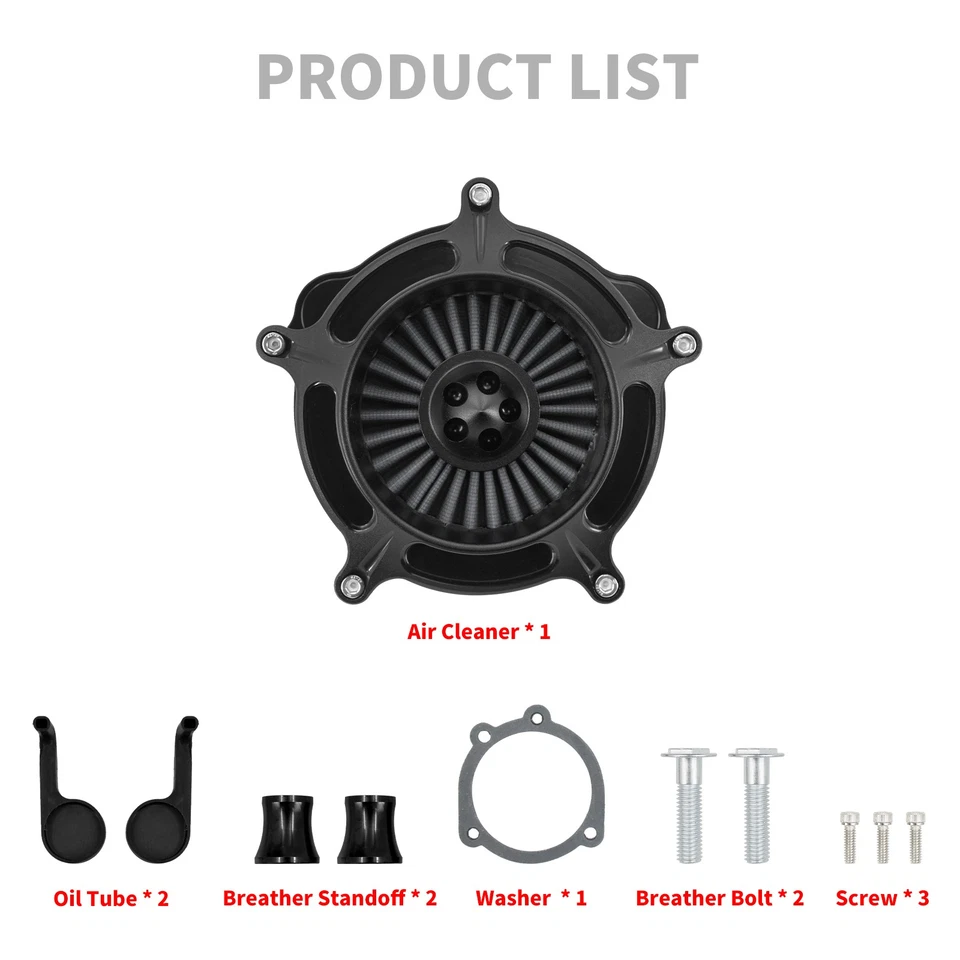Matte Black Turbine Air Filter Gray Intake For Harley 04-2022 Sportster 883 1200 - Image 2 of 4
