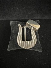 CHACON 49.2G Vintage Sterling Silver Western Modernist Belt Buckle "be X" 2-87