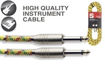 20' Vintage Tweed Gold Cloth Covered Guitar Amp Cable Cord Stagg SGC6VT YL