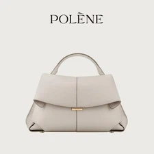 New Authentic POLÈNE Mokki Edition Textured Black Leather Handbag White