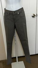   VINTAGE RALPH LAUREN 380 HEATHER GREY COTTON PANTS SZ 27 LEATHER RL PATCH USA