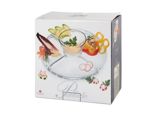 Borgonovo Set Palladio 4 IN 1 IN Glass Alzata-Antipastiera With Dome - Picture 4 of 5