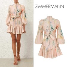 Zimmerman Illuminate Peplum Mini Dress in Peach Hydrangea