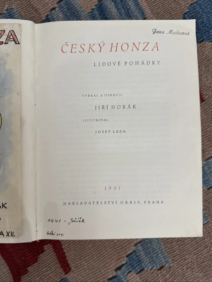 1941 JOSEF LADA Cesky Honza Czech tales illustrated children Vintage Fairy book - Image 2 of 4