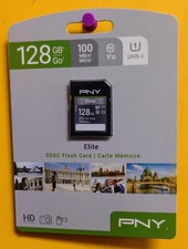 PNY 128 GB 100 MB/s UHS-I Elite SDXC Flash Card Full HD Video Sealed