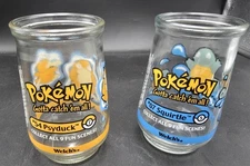 #07 Squirtle & #54 Psyduck Pokemon Welch's Jelly Jars 1999 Nintendo 