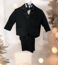 Formal Tuxedo Complete 5 Pcs. Black Suit Infant/Toddler Boys New Free Shipping
