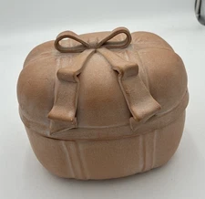 Vintage Terracotta Clay Baking Dish With Bow On Lid