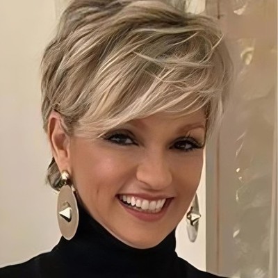 Perücke Kurz Blond Pixie Damen Hitzebeständig synthetisch Mode