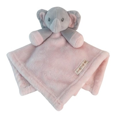 Blankets & Beyond Elephant Lovey Baby Security Blanket Pink Gray Plush Snuggle
