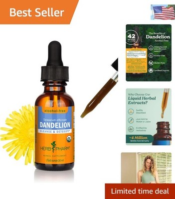 1 Fl Oz Certified Organic Dandelion Extract - Detoxifying Alcohol-Free Glycerite