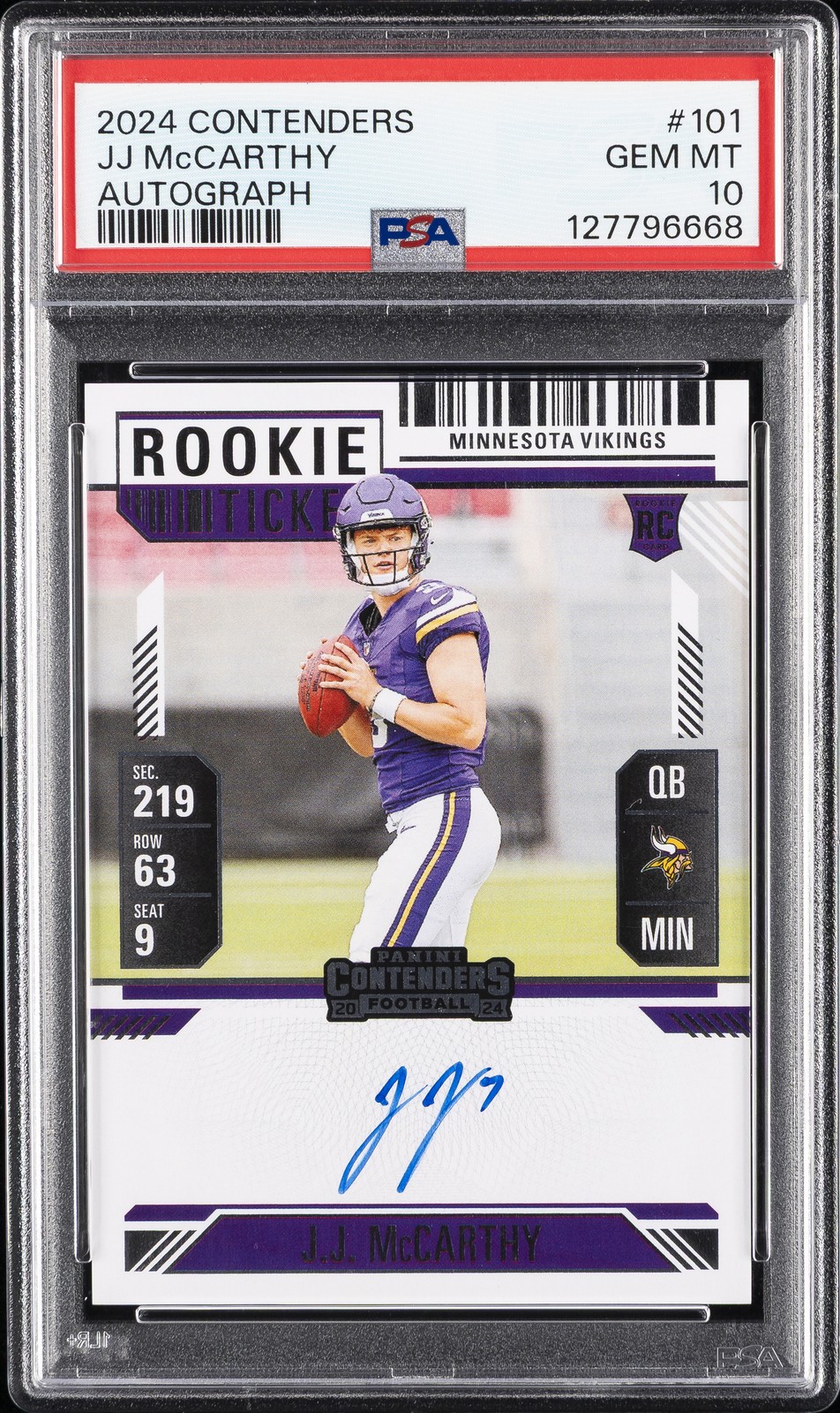 2024 CONTENDERS AUTO #101 JJ MCCARTHY PSA 10