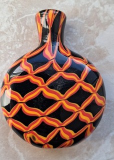 Schnupftabak Flasche Bixl schwarzen opaken Glas Flakon rot gelb Fritz Mathe