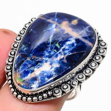 Natural Orange Sodalite Gemstone 925 Sterling Silver Ring Size 7 b254