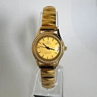Omega Seamaster "Brest" Quartz 18k Gold 23mm Womens Watch w/ Champagne Date Dial