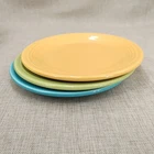 Vintage Fiesta Pre 1972 7 1/4" salad plate Yellow Turquoise Chartreuse Set/3