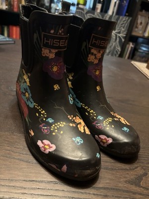 HISEA Rubber Rain Boots for Women Waterproof Chelsea Short Ankle Rain...size 6