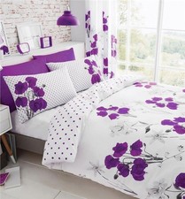 Duvet set purple poppy bedding quilt cover polka dot flowers poppies