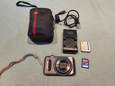 FUJIFILM FinePix T210 Digital Camera 14MP 10X Zoom Brown Charger SD Needs REPAIR